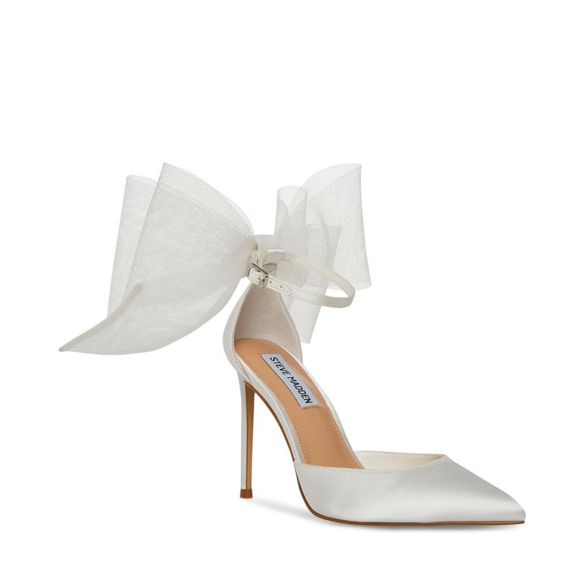 White Steve Madden Valenteen Satin Women's Heels | PH 5638VQE